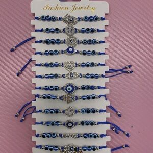 Fashion Jewelry Blue and Silver Charm Bracelet Collection